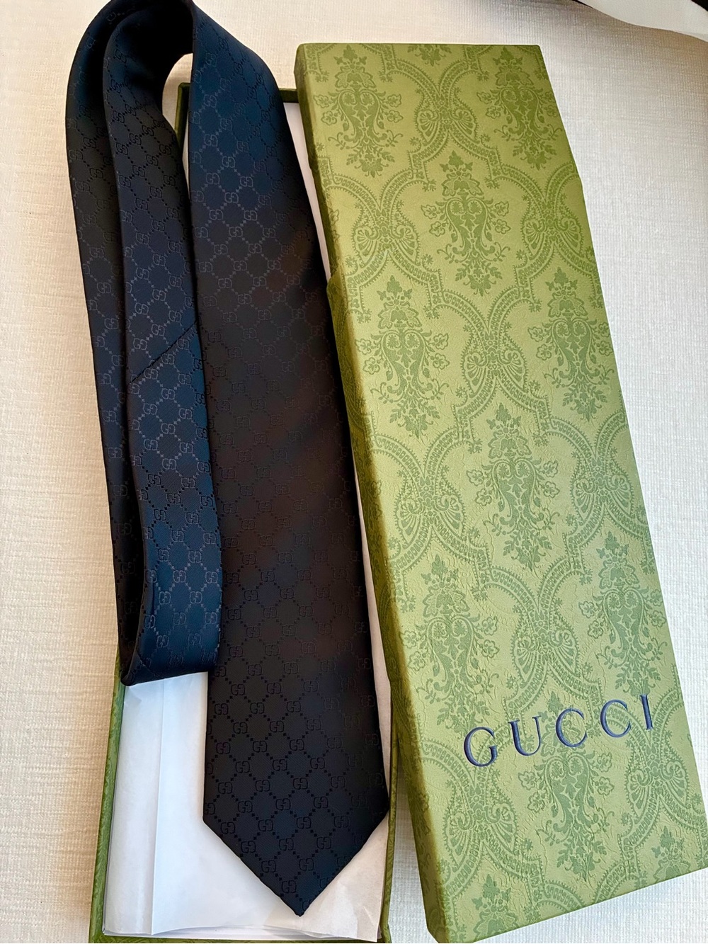 Gucci Black Tonal GG Silk Tie